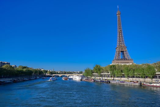 A view of the Eiffel Tower in Paris, France.