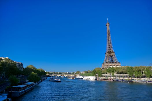 A view of the Eiffel Tower in Paris, France.