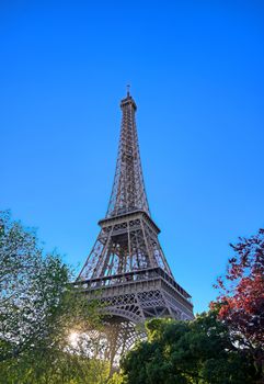 A view of the Eiffel Tower in Paris, France.