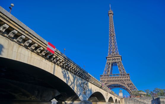 A view of the Eiffel Tower in Paris, France.