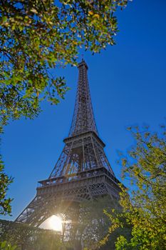 A view of the Eiffel Tower in Paris, France.