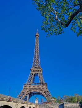 A view of the Eiffel Tower in Paris, France.