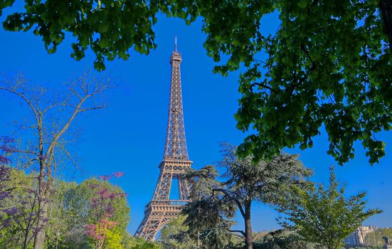 A view of the Eiffel Tower in Paris, France.