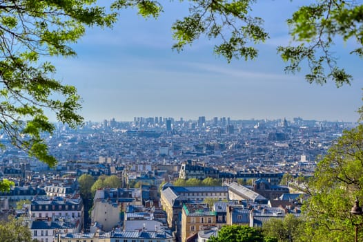 A view of Paris, France from the Montmartre district.
