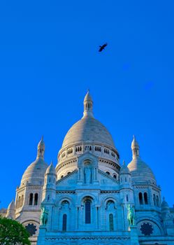 The Basilica of the Sacred Heart of Paris, located in the Montmartre district of Paris, France.