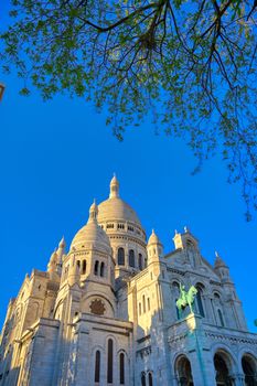 The Basilica of the Sacred Heart of Paris, located in the Montmartre district of Paris, France.