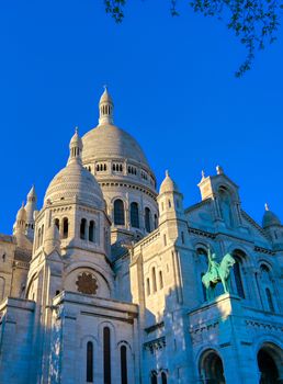 The Basilica of the Sacred Heart of Paris, located in the Montmartre district of Paris, France.