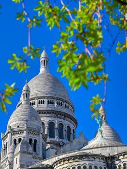 The Basilica of the Sacred Heart of Paris, commonly known as Sacré-Cœur Basilica, located in the Montmartre district of Paris, France.