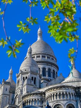 The Basilica of the Sacred Heart of Paris, commonly known as Sacré-Cœur Basilica, located in the Montmartre district of Paris, France.