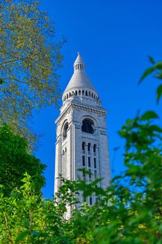 The Basilica of the Sacred Heart of Paris, commonly known as Sacré-Cœur Basilica, located in the Montmartre district of Paris, France.