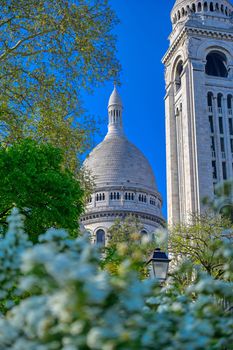 The Basilica of the Sacred Heart of Paris, commonly known as Sacré-Cœur Basilica, located in the Montmartre district of Paris, France.