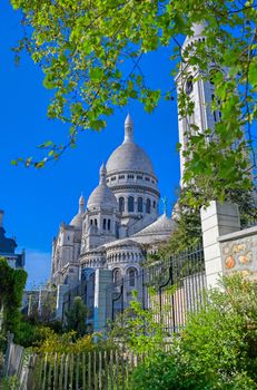 The Basilica of the Sacred Heart of Paris, commonly known as Sacré-Cœur Basilica, located in the Montmartre district of Paris, France.