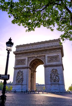 A view of the Arc de Triomphe located in Paris, France.