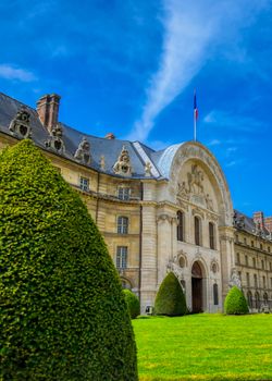 Paris, France - April 22, 2019 - Les Invalides is a complex of buildings containing museums and monuments, all relating to the military history of France.