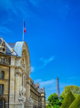 Paris, France - April 22, 2019 - Les Invalides is a complex of buildings containing museums and monuments, all relating to the military history of France.