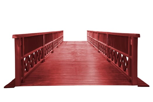 Old wooden bridge isolated on white background, Work with clipping path.