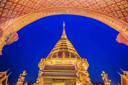 Pagoda at Doi Suthep temple the most famous landmark of Chiang mai province, Thailand.