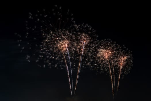 Colorful fireworks display at holiday night.