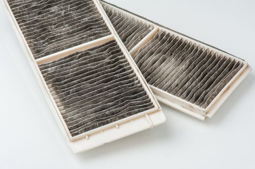 worn cabin air conditioner filter of car.