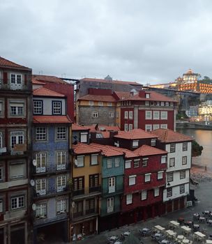 colorful tile on buildings or houses in city in Portugal