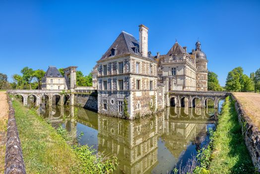 Loire Valley, France - April 19, 2019: Chateau de Serrant, a castle in the Loire Valley, France. Serrant was first of all a medieval fortress until the day that, Pan de Brie decided to build his castle in a Renaissance way.