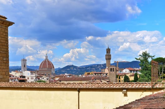 Duomo Santa Maria Del Fiore and tower of Palazzo Vecchio in Florence, Tuscany, Italy