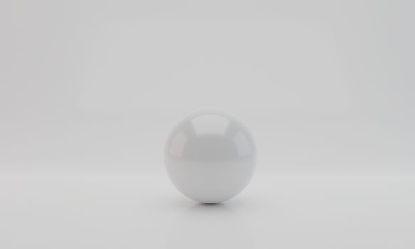 White Sphere with Reflection on white background. 3D Rendering.