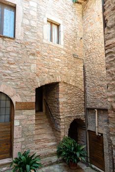 macerino,italy june 02 2020 :arcus holiday home for holidays in the village of macerino stone structures