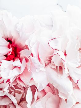 Bouquet of peony flowers on luxury marble background, wedding flatlay and event branding design