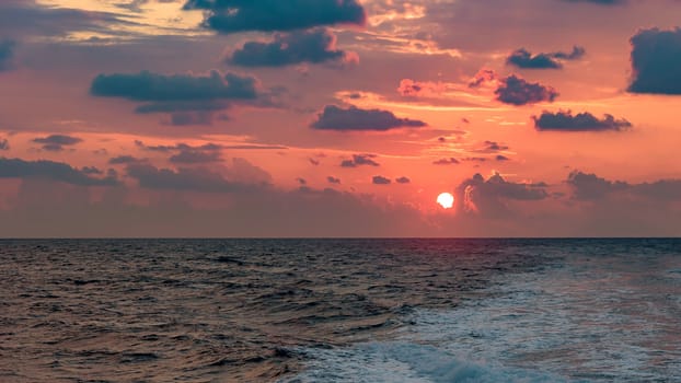 Picturesque sunset on Tyrrhenian sea in Italy