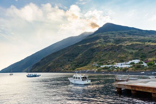 Stromboli volcano seen from the sea, Aeolian Islands, Italy