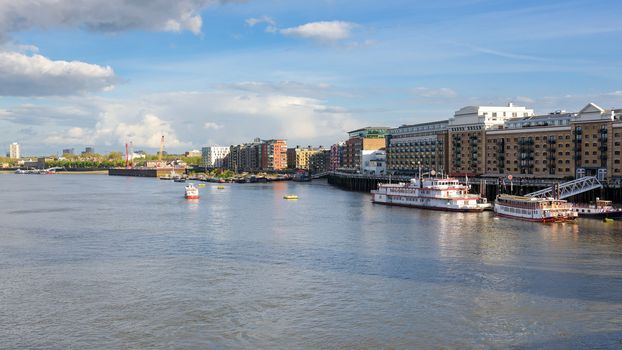 Panoramic view sountbank of the Thames River in London, UK