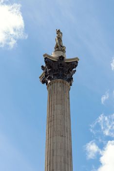 Nelsons Column at Trafalgar Square in London, UK