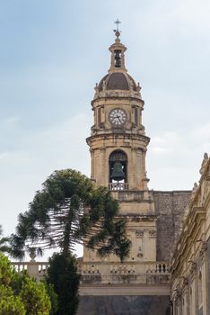 Clock tower of the Cathedral of Saint Agatha in Catania, Sicily, Italy