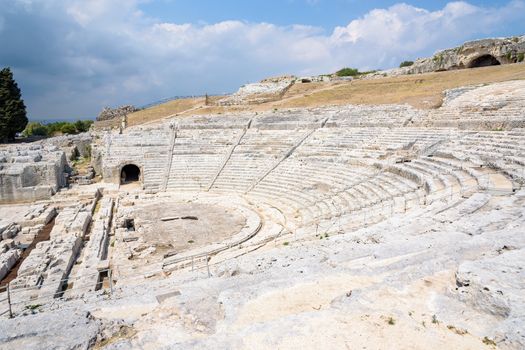 Ruins of greek ancient theatre of Syracuse, Sicily, Italy