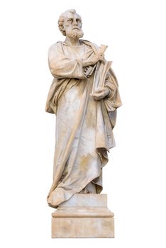 Saint Peter statue isolated on white background with clipping path