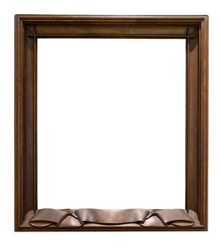 Dark wooden decorative picture frame isolated on white background with clipping path