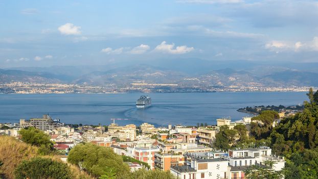 View of the Messina strait between Sicily and Calabria, Italy