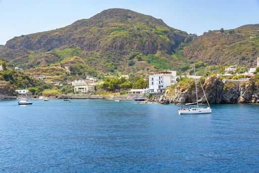 Yachts at the Lipari Island, Aeolian Islands, Italy