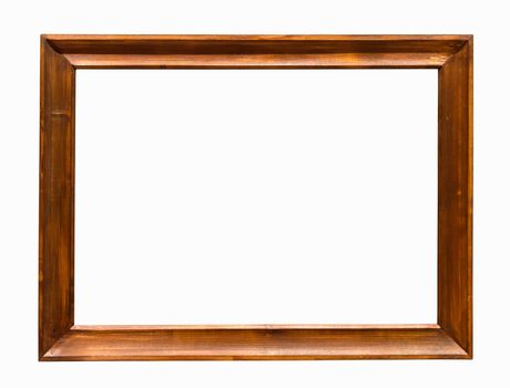 Dark wooden picture frame isolated on white background with clipping path