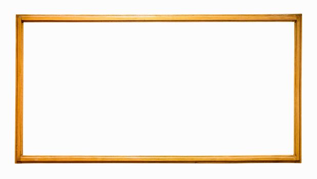 Thin wooden picture frame isolated on white background with clipping path