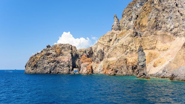 Panoramic view of rock formations at the Lipari Island, Aeolian Islands, Italy