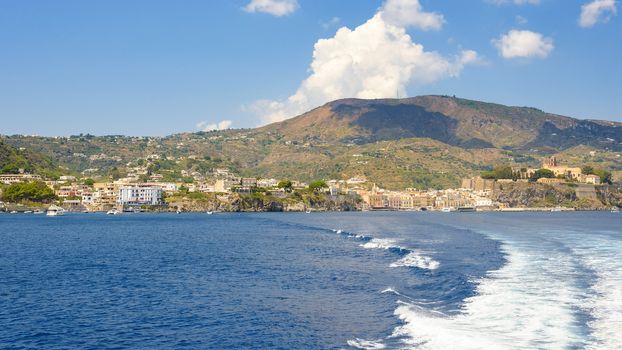 Panoramic view of Lipari Island coast, Aeolian Islands, Italy