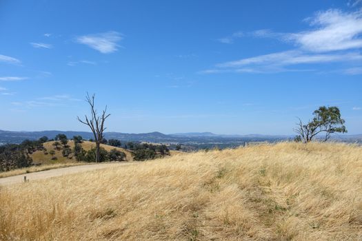 Scenic view road to the hill on the way of Tallangatta in Victoria, Australia