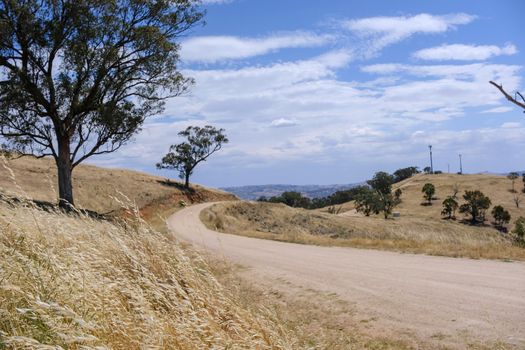 Scenic view road to the hill on the way of Tallangatta in Victoria, Australia
