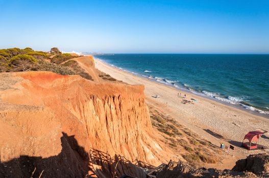 Beautiful Falesia Beach in Portugal seen from the cliff