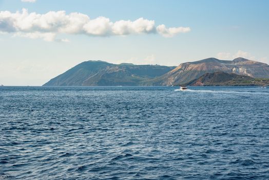 Vulcano Island seen from the sea, Aeolian Islands, Italy