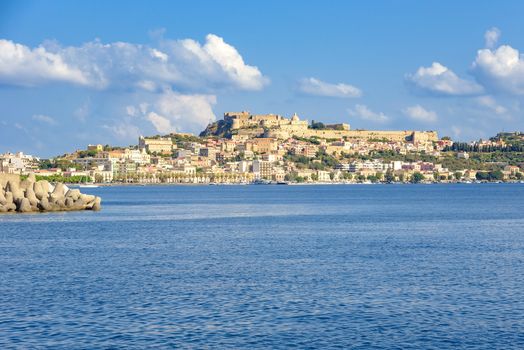 View of Milazzo town from the sea, Sicily, Italy