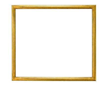 Gold decorative picture frame isolated on white background with clipping path