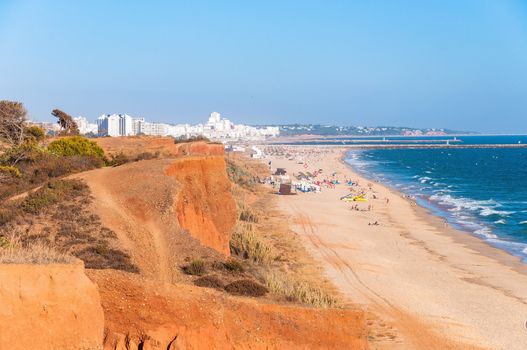 Beautiful Falesia Beach in Portugal seen from the cliff